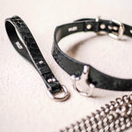 Load image into Gallery viewer, Silver Lock Snake Skin Collar Set (Pure Handcraft)