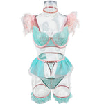 Load image into Gallery viewer, Blue Plume Lace Lingerie Set