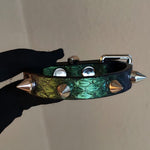 Load image into Gallery viewer, Rivet Green Snake Skin Bracelet Collar (Pure Handcraft)