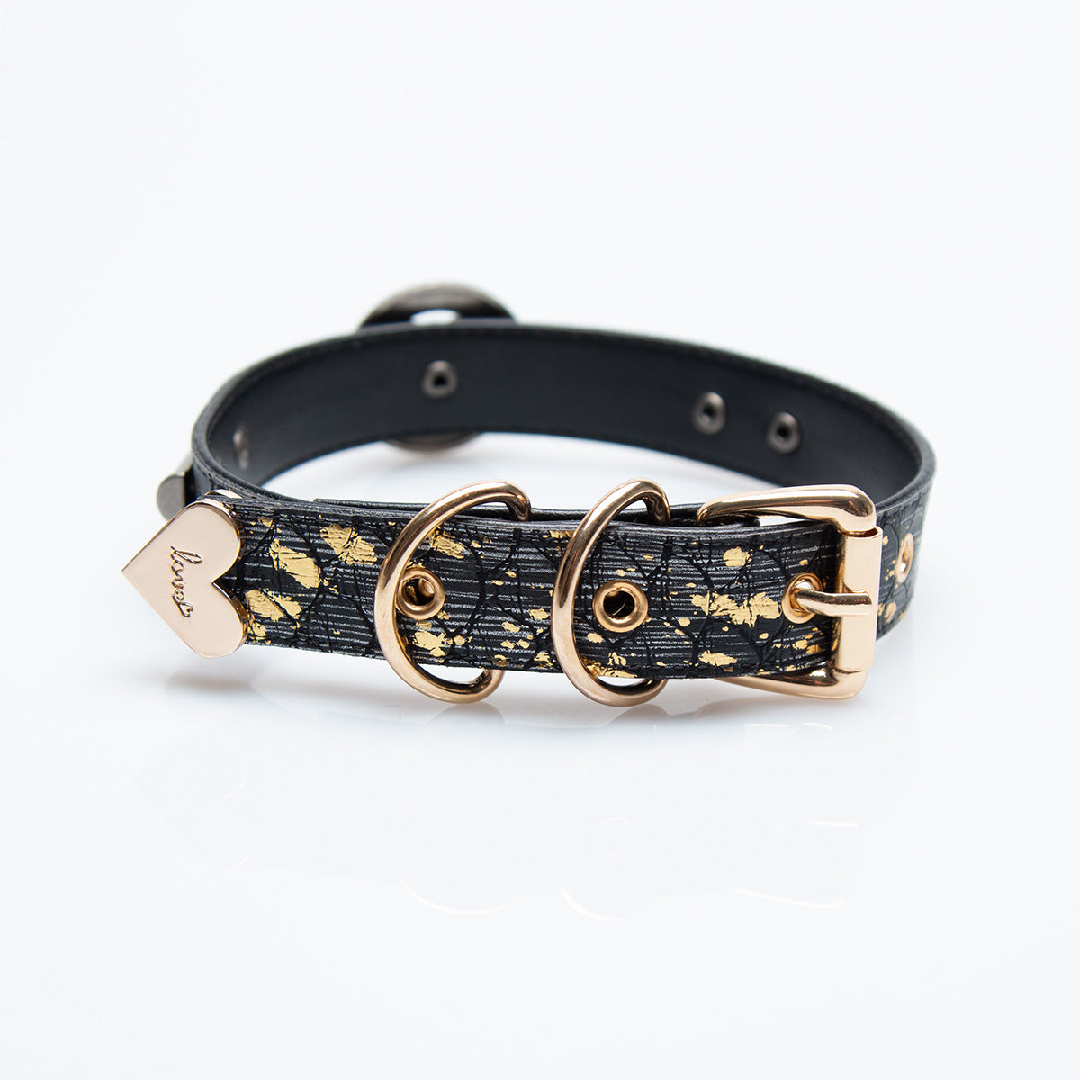 Bell embellished snake  skin texture collar