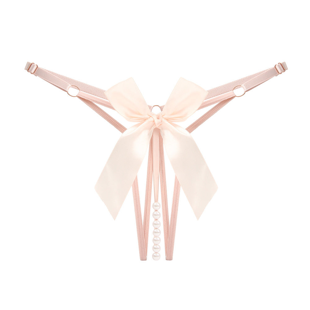 Beaded Bow Crotchless Thong