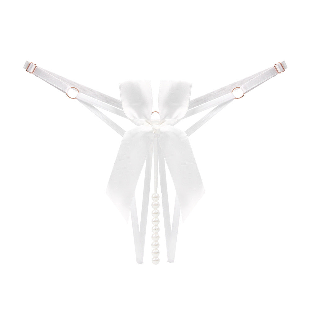Beaded Bow Crotchless Thong