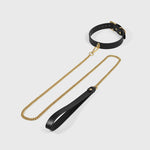Load image into Gallery viewer, Midnight &amp; Gold Leather Collar Set
