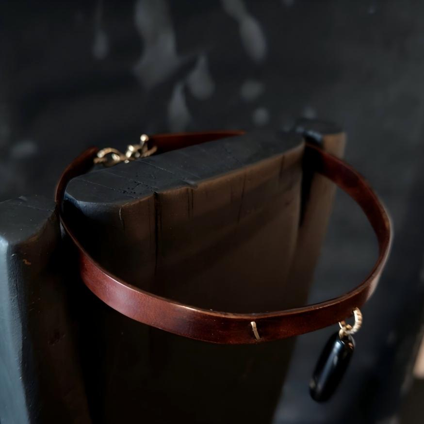 Chained Cowhide Bondage Collar (Pure Handcraft)