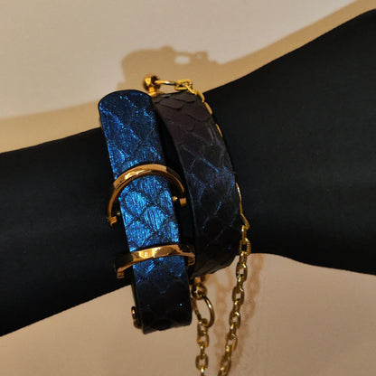 Sapphire Snake Skin Bracelet Collar (Pure Handcraft)