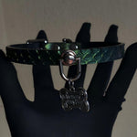 Load image into Gallery viewer, Rivet Green Snake Skin Bracelet Collar (Pure Handcraft)
