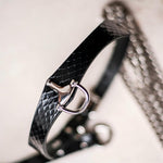 Load image into Gallery viewer, Silver Lock Snake Skin Collar Set (Pure Handcraft)
