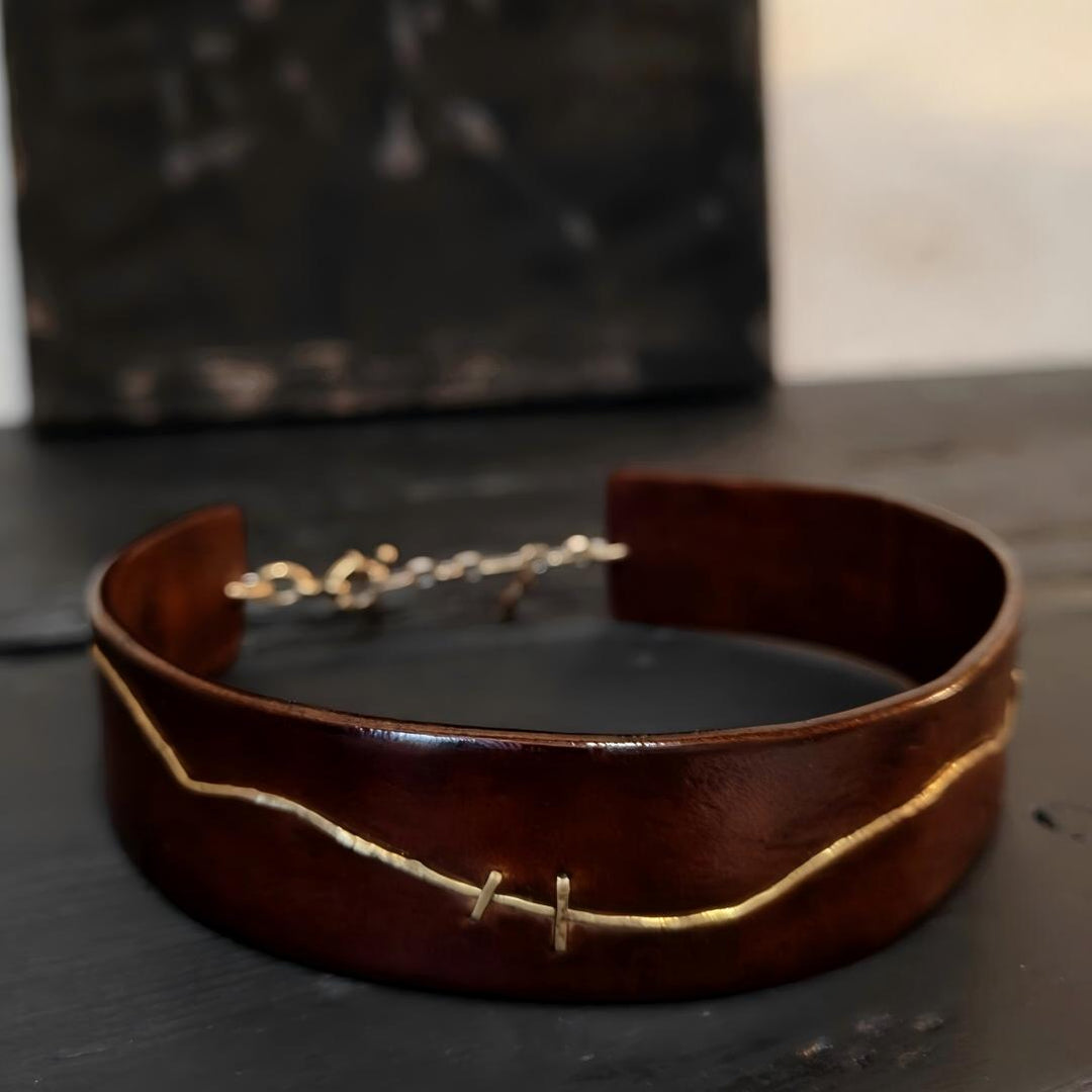 Thorns Pattern Cowhide Bondage Collar(Pure Handcraft)