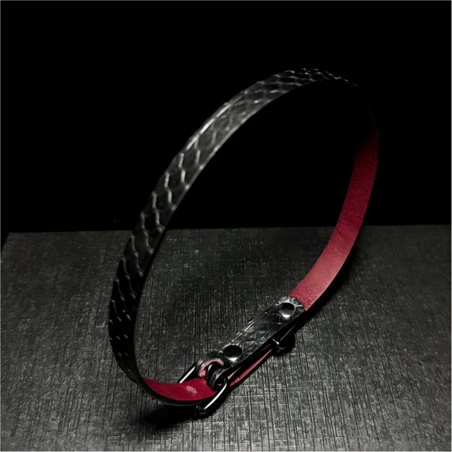 Claret Snake Skin Collar(Pure Handcraft)