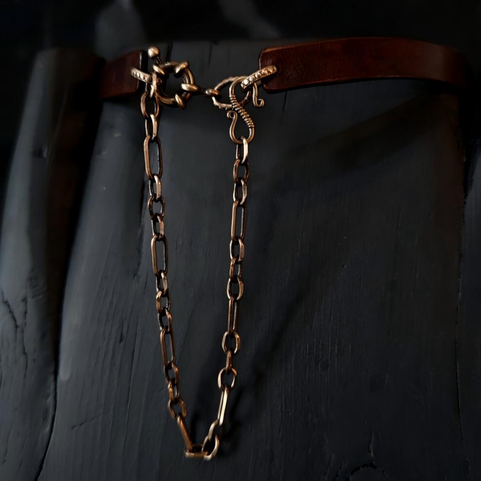 Chained Cowhide Bondage Collar (Pure Handcraft)