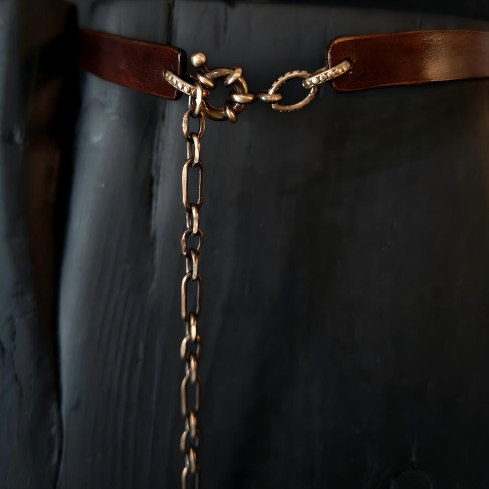 Chained Cowhide Bondage Collar (Pure Handcraft)