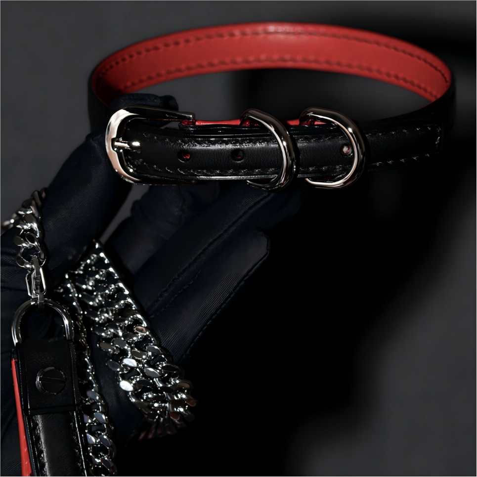 RUBY Lining Cowhide Bondage Collar (Pure Handcraft)