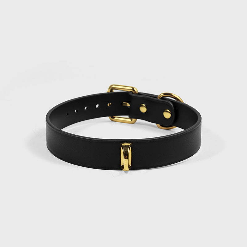 Midnight & Gold Leather Collar Set