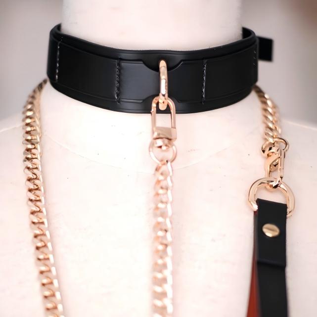 Minimalist Lock Cowhide Collar Set(Pure Handcraft)