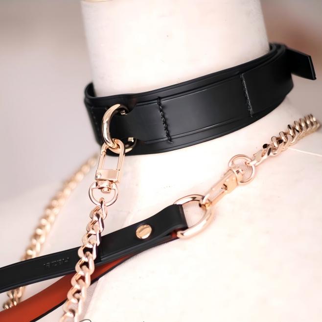 Minimalist Lock Cowhide Collar Set(Pure Handcraft)