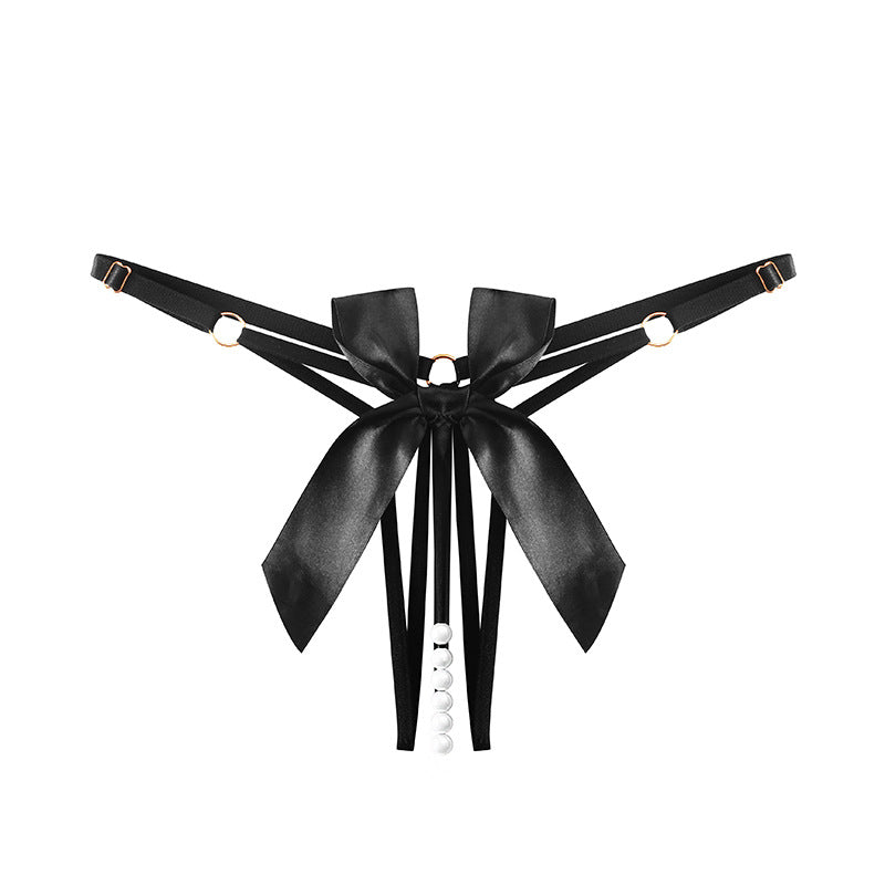 Beaded Bow Crotchless Thong